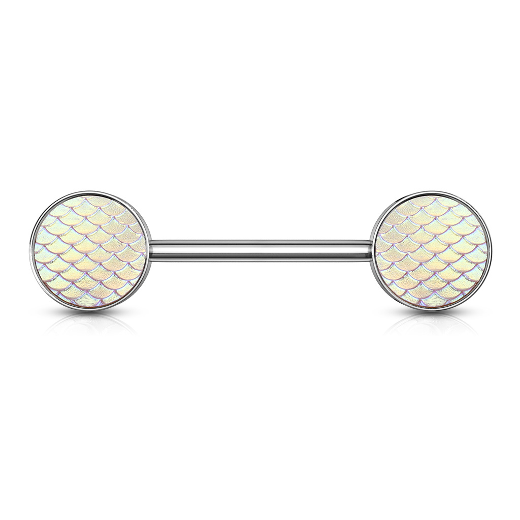 Brustwarzenpiercing mit nuancenverändernden Drachenschuppen