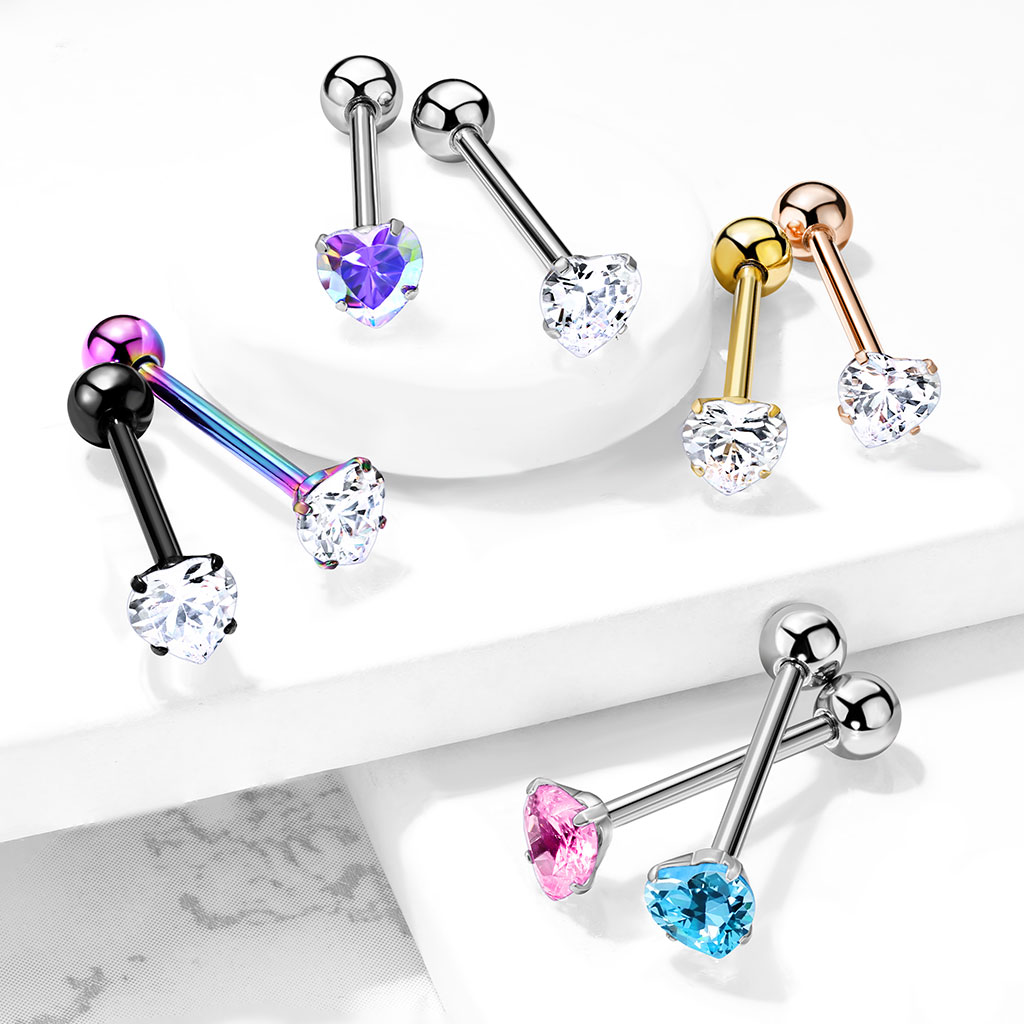 Zungenpiercing mit fixiertem Herzstein