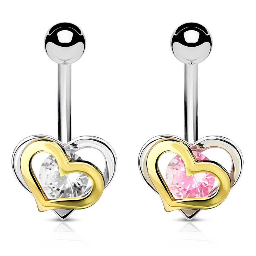 Bauchnabelpiercing mit Stein im Doppelherz