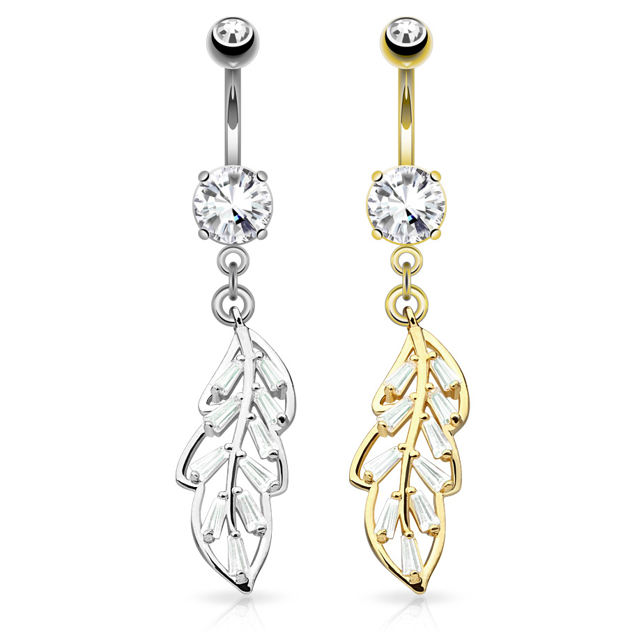 Bauchnabelpiercing mit Steinblatt im Anhänger