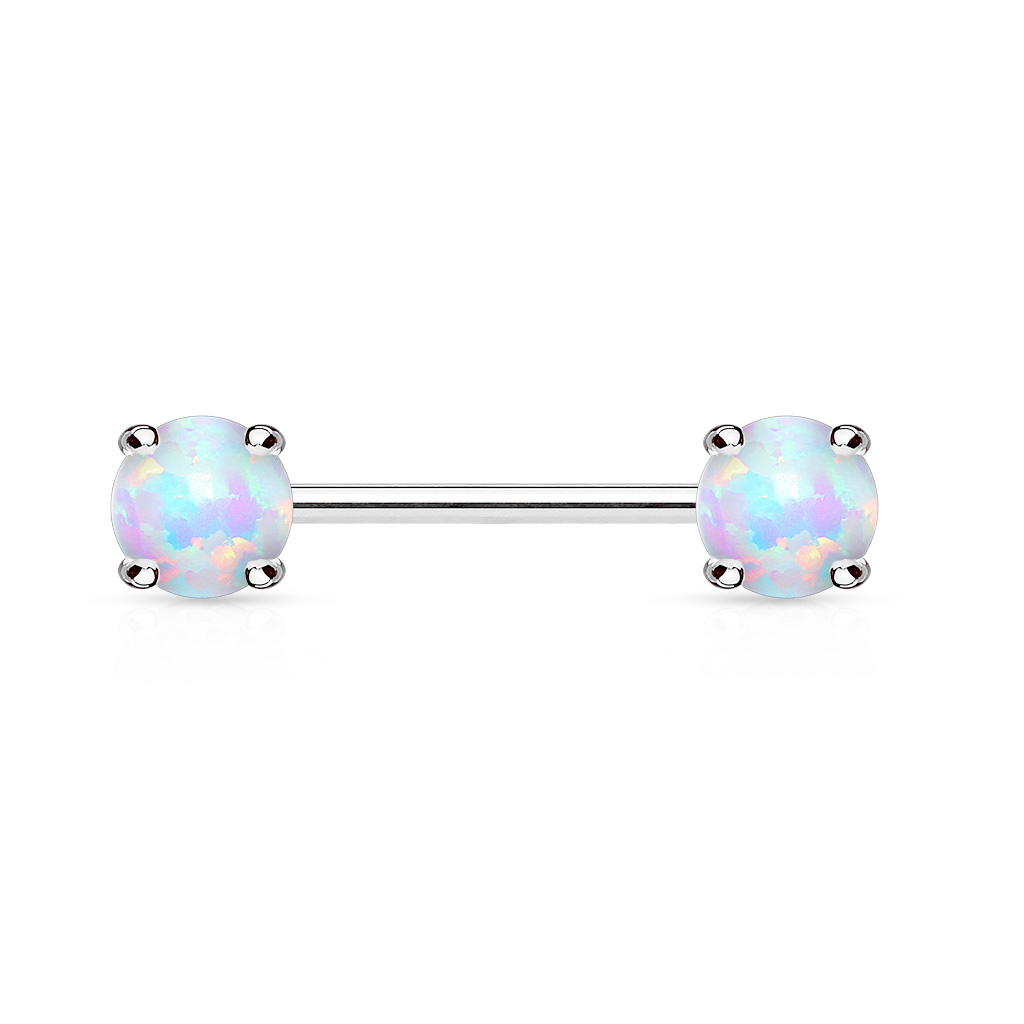 Brustwarzenpiercing aus 14 karätigen Gold mit Opalstein