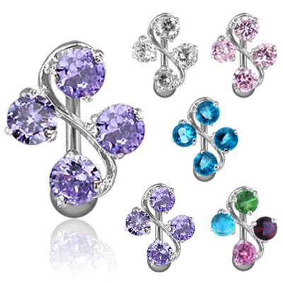 Bauchnabelpiercing mit vier versetzten Steinen