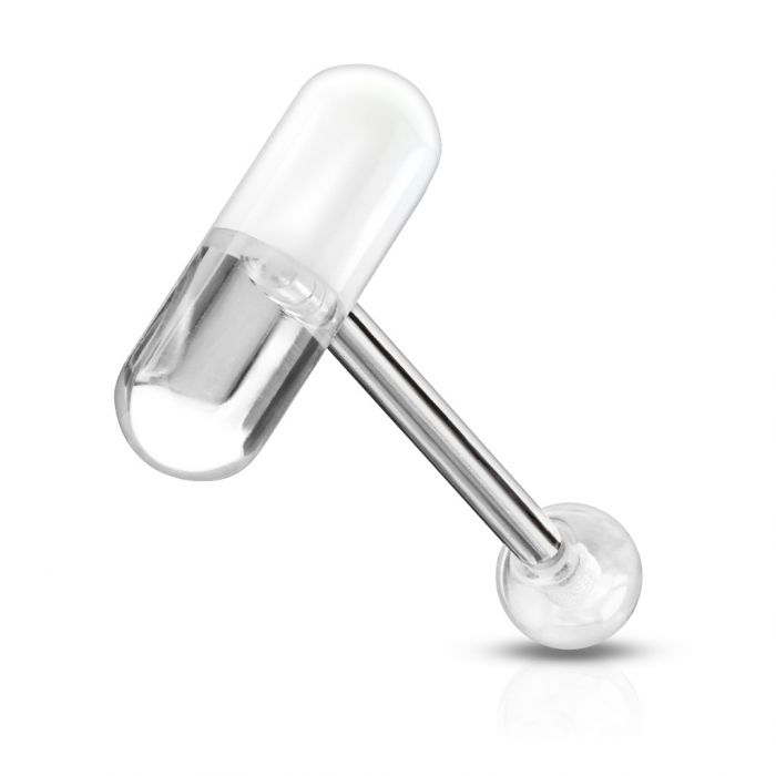 Cooles Zungenpiercing Mit Einer Naturgetreuen Zweifarbigen Pille