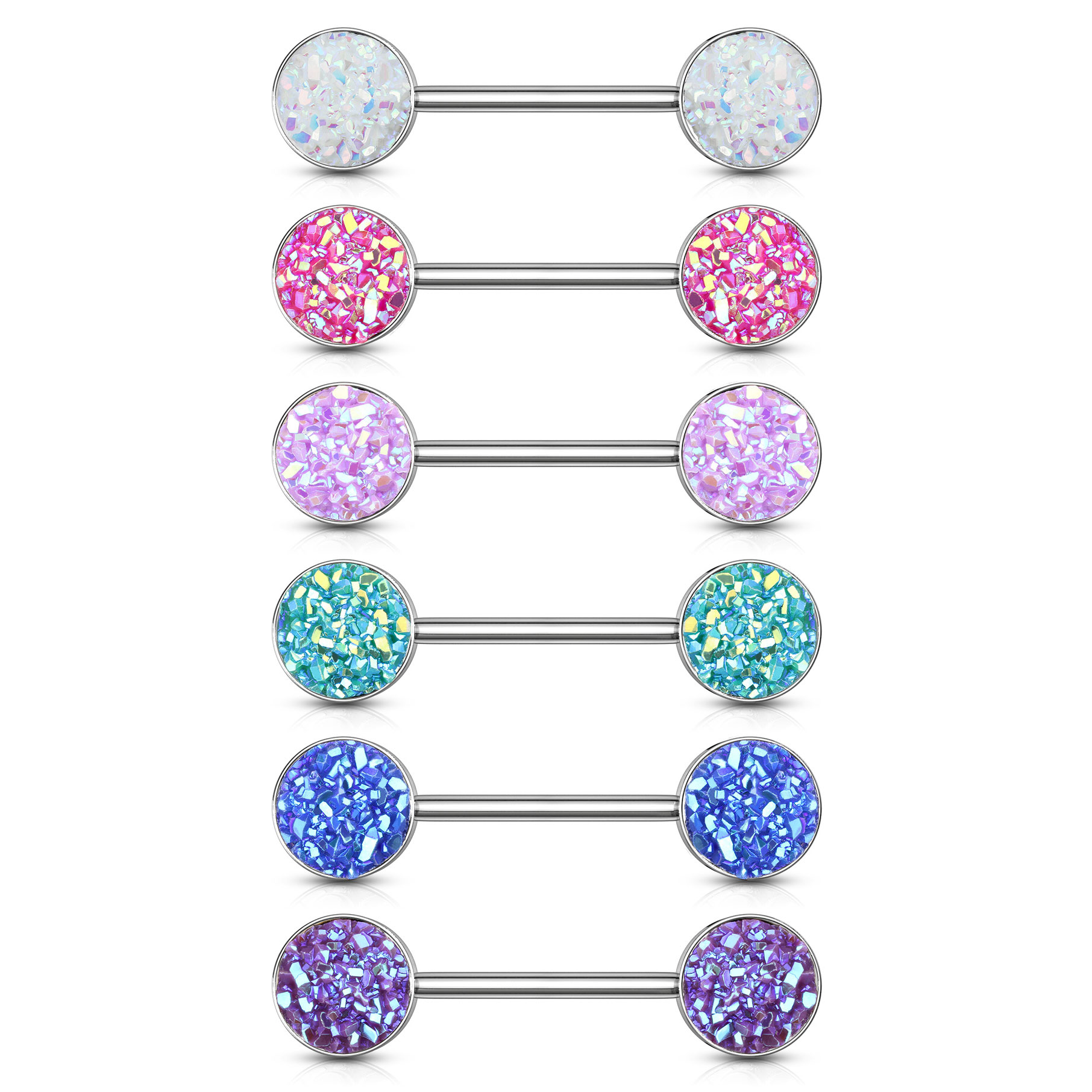 Brustwarzenpiercing mit Druzy Steinen