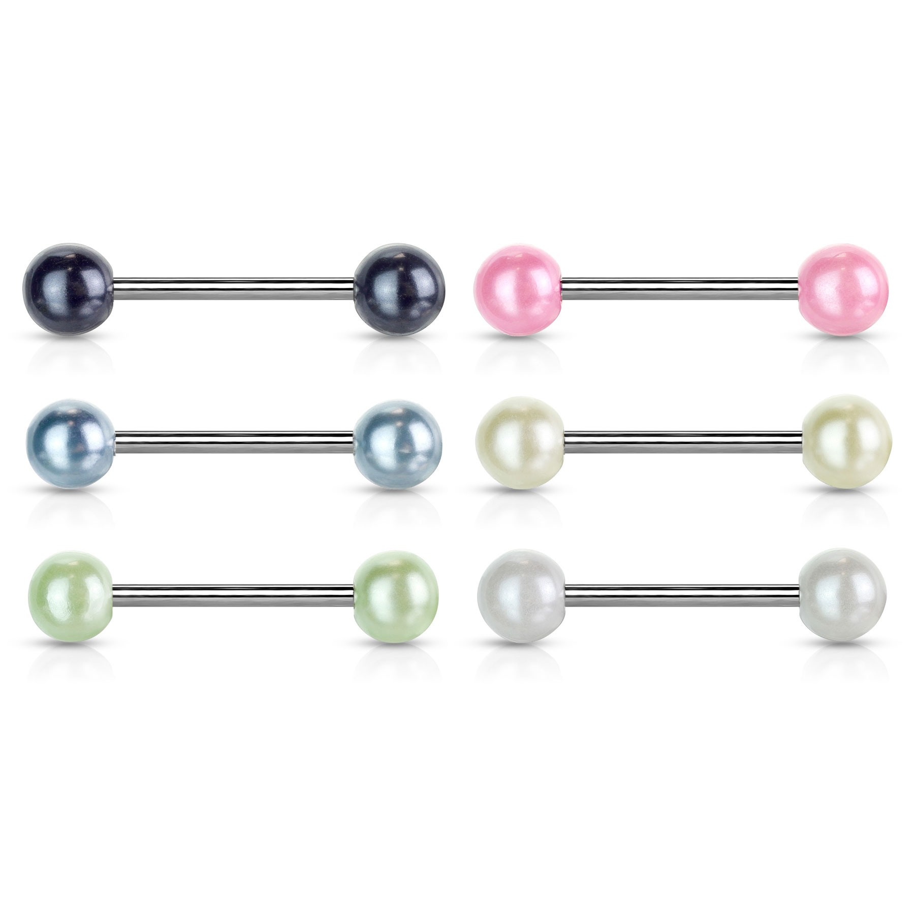 Paket mit sechs Zungenpiercings mit Perlenkugeln